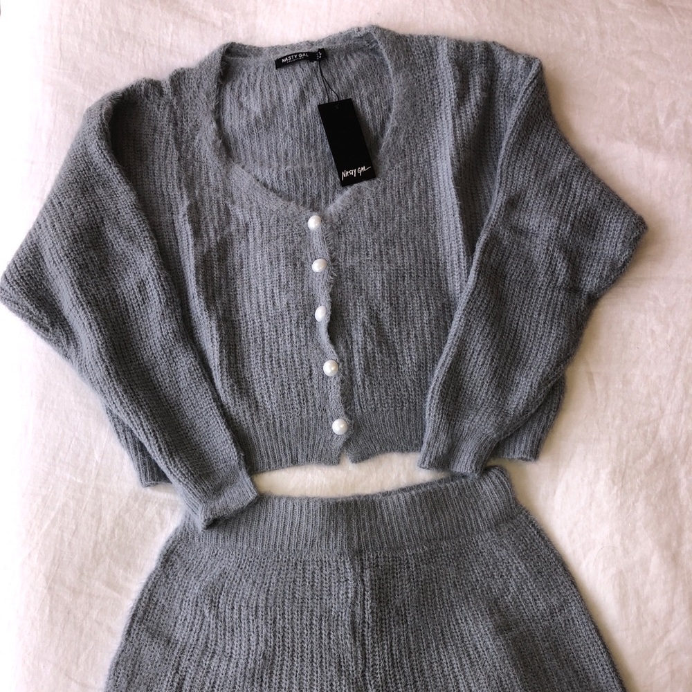 Nasty Gal knit blue short set